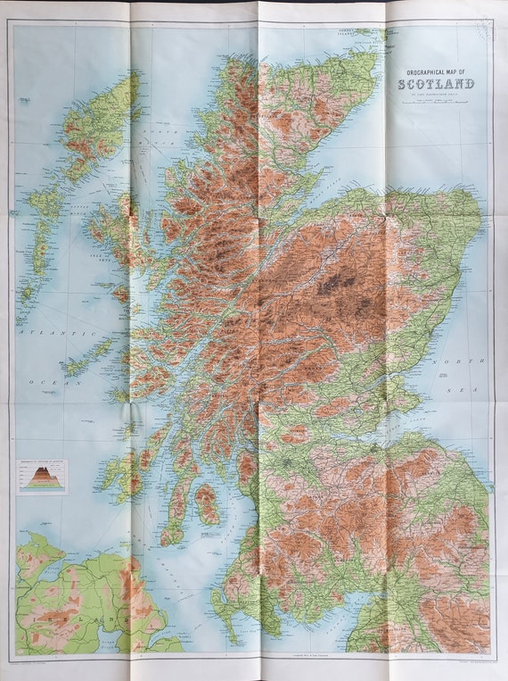 Scotland - Original 1897 large poster size map of Scotland