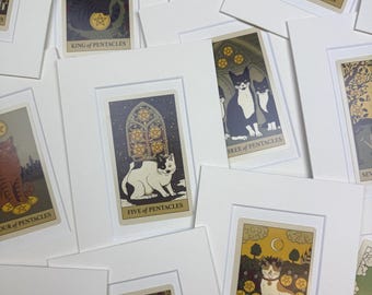 Original Cat Tarot Card in Mount - Pentacles