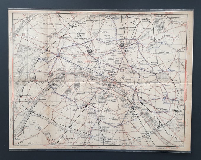 Original 1907 Paris Transportation Map