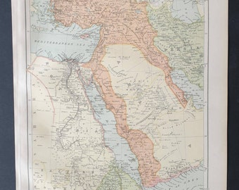 Turkey in Asia, Egypt and Nile Countries - Original 1903 map