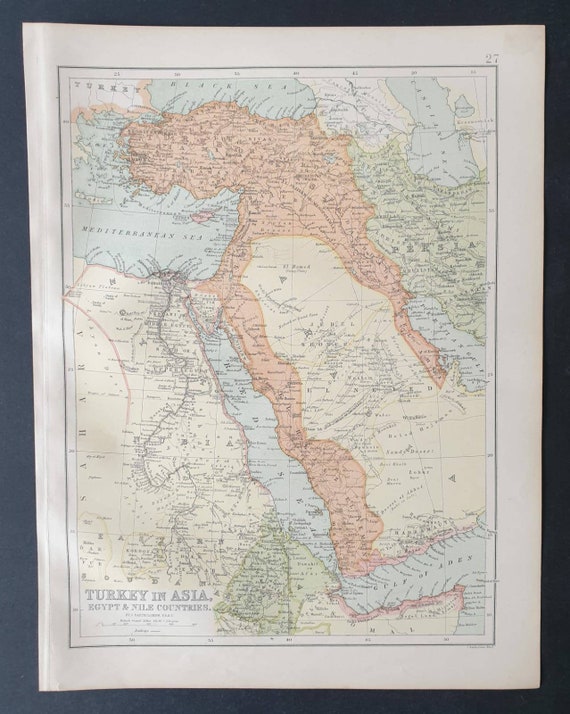 Original 1903 map - Turkey in Asia, Egypt and Nile Countries