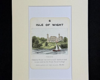Isle of Wight - Original Vintage Counties of England Card in Mount
