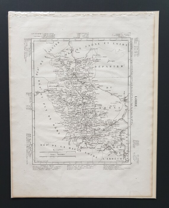 Original 1854 French department map - Loire