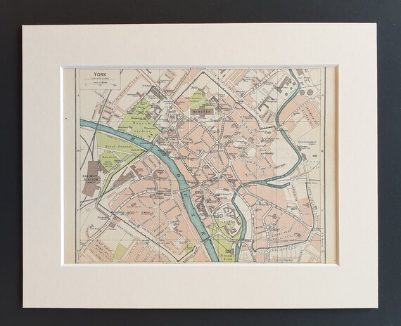 York - Original 1930 map in mount