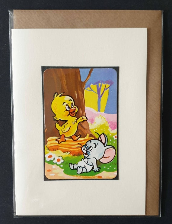 Original vintage Tom and Jerry card - Duck and Tuffy