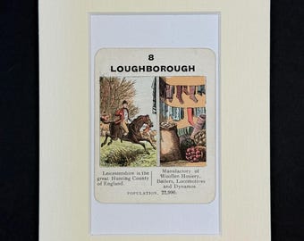 Loughborough - Original Vintage Counties of England Card in Mount