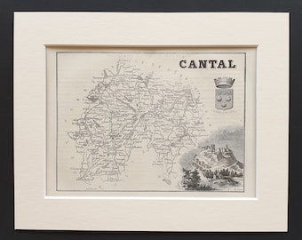 Cantal - Original 1865 map in mount
