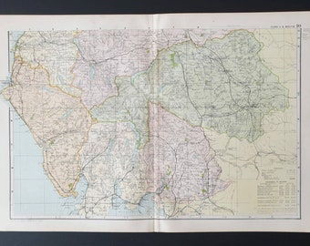 Cumberland South and Westmoreland - Original 1901 Large Antique County map