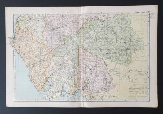 Original 1901 Large Antique County map - Cumberland South and Westmoreland