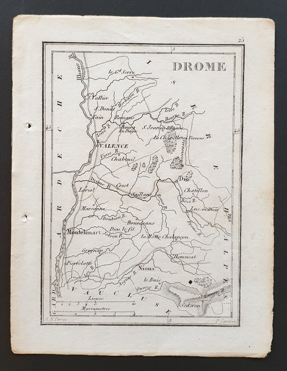 Drome - Original 1815 small French Department map