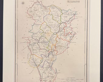 Kildare - Original 1850 Hand Coloured Map