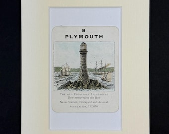Plymouth - Original Vintage Counties of England Card in Mount