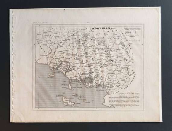 Original 1841 French department map - Morbihan