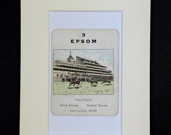 Epsom - Original Vintage Counties of England Card in Mount