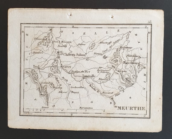 Meurthe - Original 1815 small French Department map