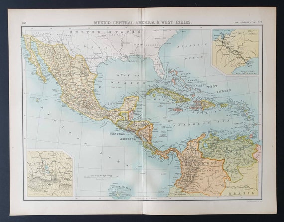 Original 1899 map - Mexico, Central America and West Indies