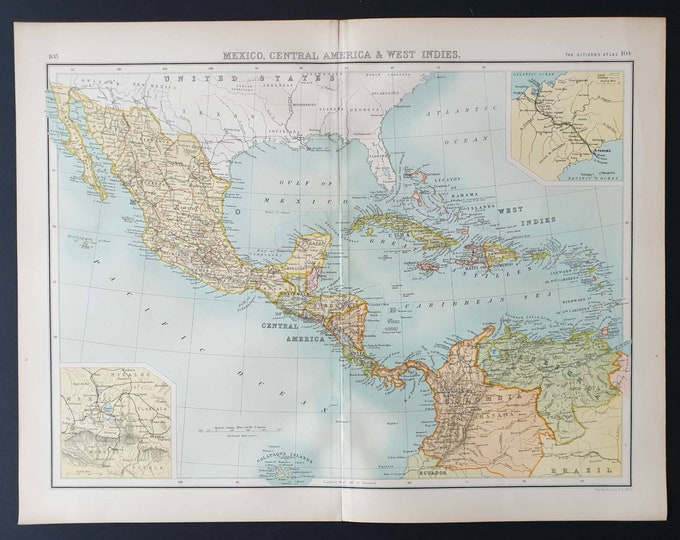 Original 1899 map - Mexico, Central America and West Indies