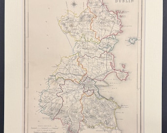 Dublin - Original 1850 Hand Coloured Map