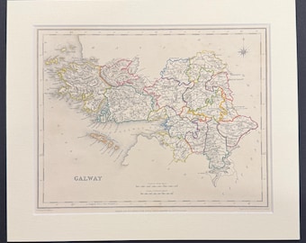 Galway - Original 1850 Hand Coloured Map