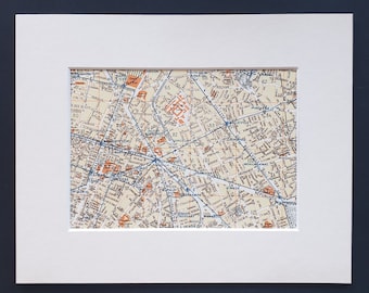 Republique and surrounding areas - Original 1949 Paris map in mount