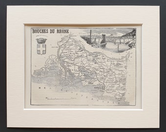 Bouches du Rhône - Original 1865 map in mount