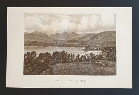Lowwood and Langdale Pikes - Original 1895 print