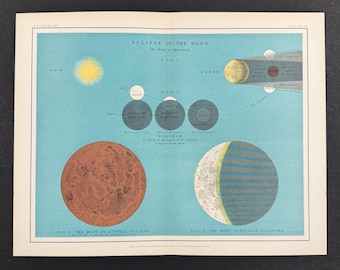 Eclipse of the Moon - Original 1903 Antique Print