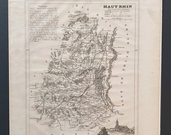 Haut Rhin - Original 1841 French department map