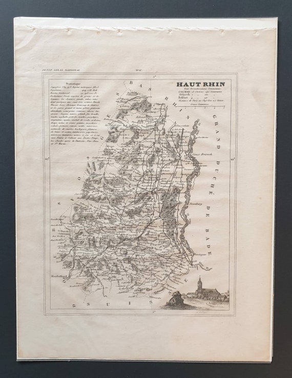 Original 1841 French department map - Haut Rhin