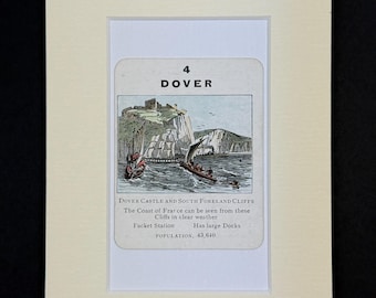 Dover - Original Vintage Counties of England Card in Mount