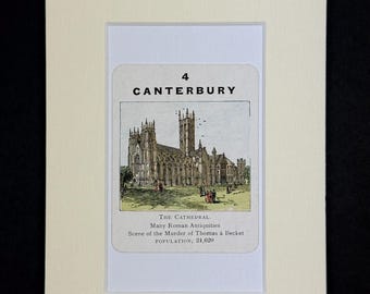 Canterbury - Original Vintage Counties of England Card in Mount
