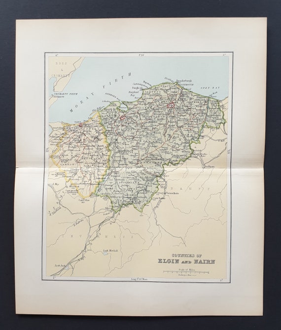 Elgin and Nairn - Original 1897 County map of Scotland