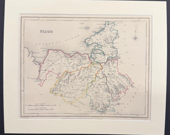 Sligo - Original 1850 Hand Coloured Map