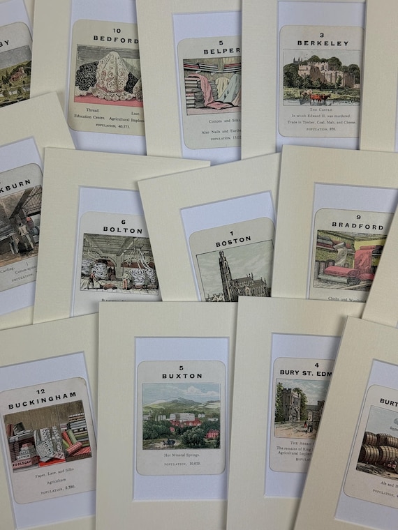 Original Vintage Counties of England Card in Mount - Cities & Towns A-B