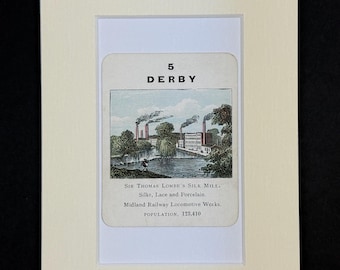 Derby - Original Vintage Counties of England Card in Mount
