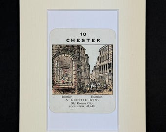 Chester - Original Vintage Counties of England Card in Mount