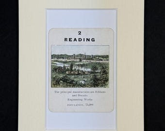 Reading - Original Vintage Counties of England Card in Mount