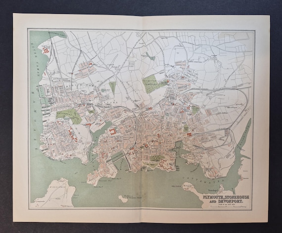 Plymouth, Stonehouse and Devonport - Original 1895 County Map