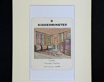 Kidderminster - Original Vintage Counties of England Card in Mount