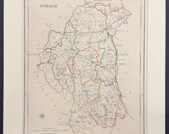 Armagh - Original 1850 Hand Coloured Map