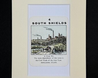 South Shields - Original Vintage Counties of England Card in Mount