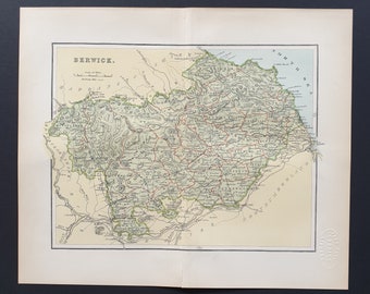 Berwick - Original 1897 County map of Scotland