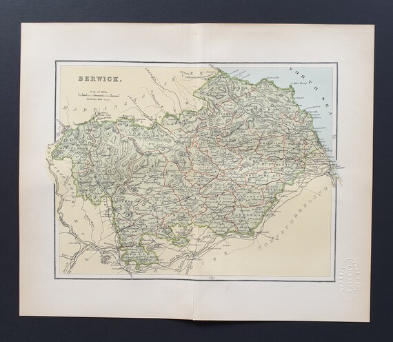 Berwick - Original 1897 County map of Scotland