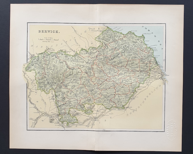 Berwick - Original 1897 County map of Scotland