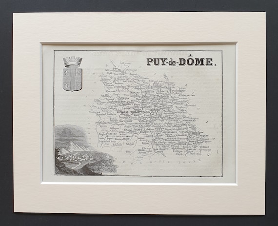 Puy de Dôme - Original 1865 map in mount