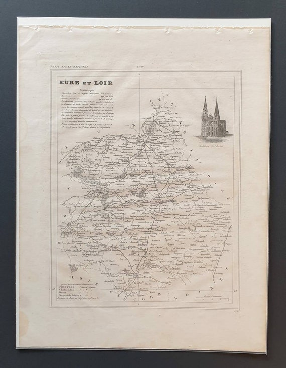 Original 1841 French department map - Eur et Loir