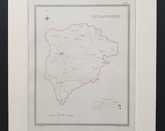 Rutlandshire - Original 1835 map in mount