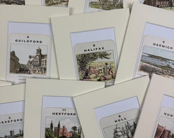 Original Vintage Counties of England Card in Mount - Cities & Towns E-H