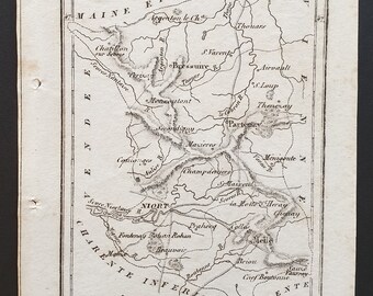 Deux Sevres - Original 1815 small French Department map