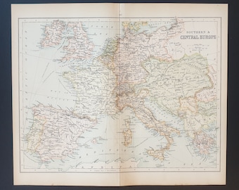 Southern and Central Europe - Original 1898 map